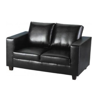 An Image of Tempo 2 Seater Sofa In A Box Made of Black Faux Leather