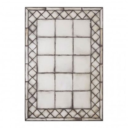 An Image of Raze Cross Frame Wall Bedroom Mirror In Antique Silver Frame