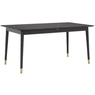An Image of Cannelle Extending Dining Table, Black Ash with Black and Gold Leg