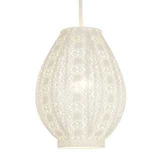 An Image of Zahara Teardrop Easy Fit Lamp Shade - Cream