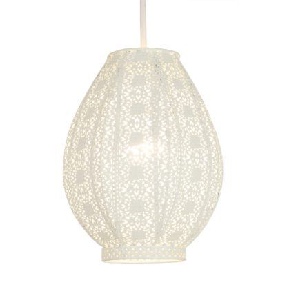 An Image of Zahara Teardrop Easy Fit Lamp Shade - Cream