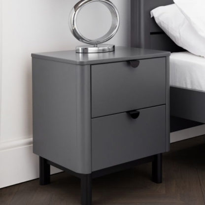 An Image of Chloe Wooden Bedside Cabinet In Strom Grey With 2 Drawers
