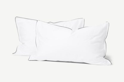 An Image of Hylia Washed Cotton Satin Pair of Pillowcases, White
