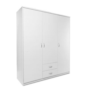 An Image of Meissen Wooden Wardrobe In White With 3 Doors And 2 Drawers