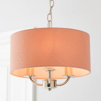 An Image of Preston Nickel Blush Pink 3 Light Pendant Fitting Blush (Pink)