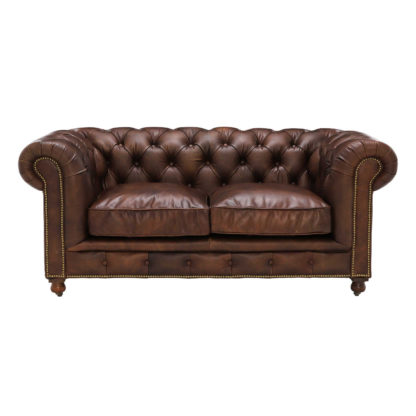 An Image of Asquith Leather 2 Seater Chesterfield Sofa