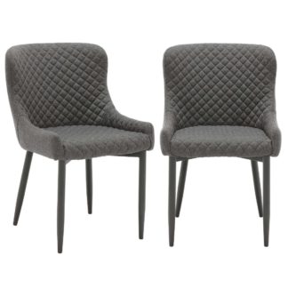 An Image of Pair of Rivington Fabric Dining Armchairs, Dark Grey