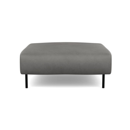 An Image of Heal's Luna Ottoman Luxury Leather Anthracite Black Feet