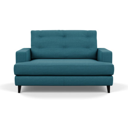 An Image of Heal's Mistral Loveseat Brushed Cotton Cobalt Black Feet