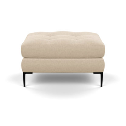 An Image of Heal's Eton Footstool Brushed Cotton Cadet Black Feet