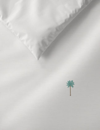 An Image of M&S Pure Cotton Palm Embroidered Bedding Set