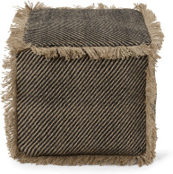 An Image of Kirby Square Textured Pouffe, Jute & Black Cotton Blend