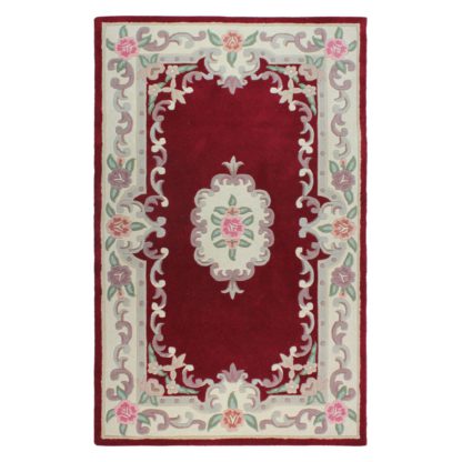 5cb0e87025d44d872a0134bb56281303e013ad3cc77673cc1f48e63eb68b860e.jpg An Image of Red Lotus Premium Aubusson Rug Red