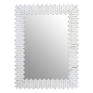 An Image of Mekbuda Rectangular Wall Mirror In Silver Wooden Frame