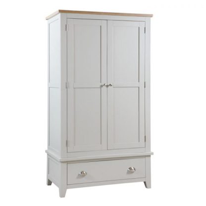 5cebd9e6cfe83a06f76fe92f266af087a8ba58434170546fd000bfff3914c81c.jpg An Image of Bohemia Wooden Wardrobe In Grey With 2 Doors And 1 Drawer