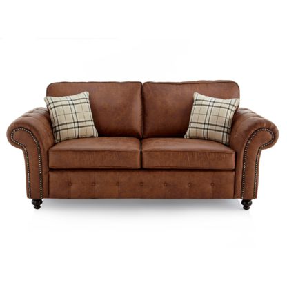 An Image of Oakland Faux Leather 3 Seater Sofa Black