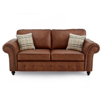 An Image of Oakland Faux Leather 3 Seater Sofa Black
