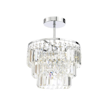 An Image of Belle Crystal Bars Semi Flush Bathroom Light - Chrome