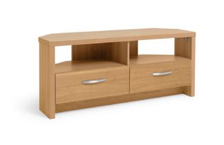 An Image of Habitat Venice 2 Drawer Large Corner TV Unit - Oak Effect