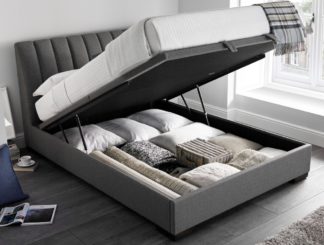 An Image of Lanchester Elephant Grey Fabric Ottoman Storage Bed Frame - 5ft King Size