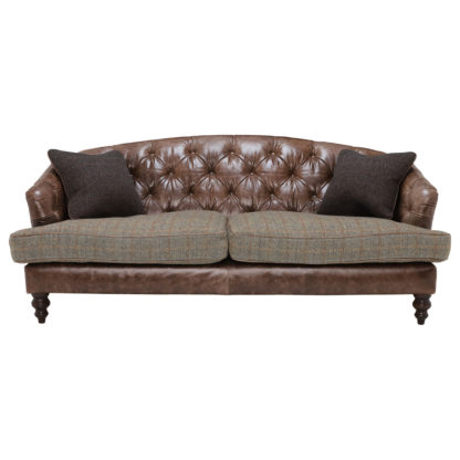 An Image of Harris Tweed Leather Dalmore Midi Sofa, Fabric and Leather