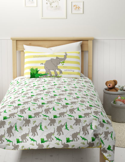 An Image of M&S Roald Dahl™ & Nhm™ Pure Cotton Elephant Bedding Set