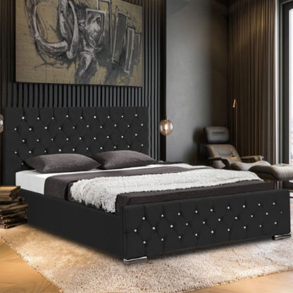 An Image of Papillion Plush Velvet Single Bed In Black