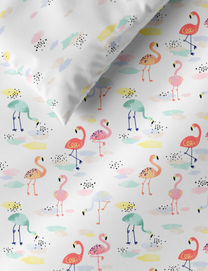 An Image of M&S Cotton Mix Flamingo Bedding Set