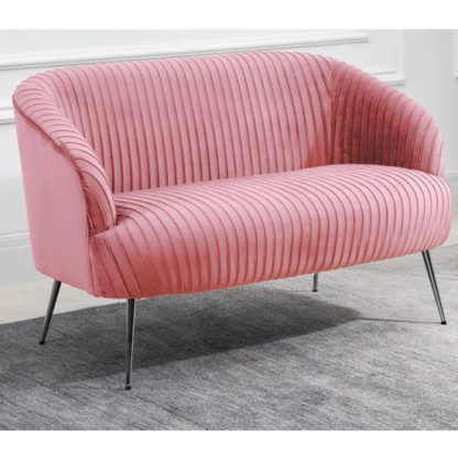 An Image of Layla Fabric Upholstered 2 Seater Sofa In Pink