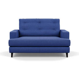 An Image of Heal's Mistral Loveseat Brushed Cotton Cobalt Black Feet