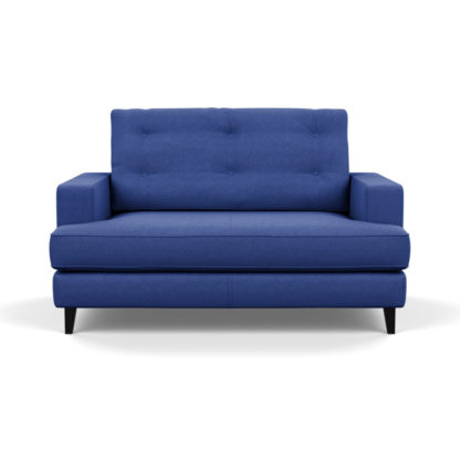 An Image of Heal's Mistral Loveseat Brushed Cotton Cobalt Black Feet