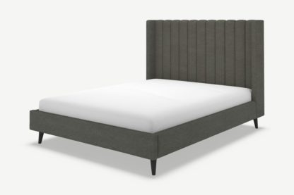 An Image of Cory Super King Size Bed, Granite Grey Boucle with Black Stain Oak Legs