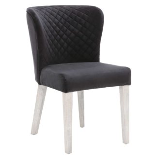 An Image of Caprice Velvet Dining Chair, Black
