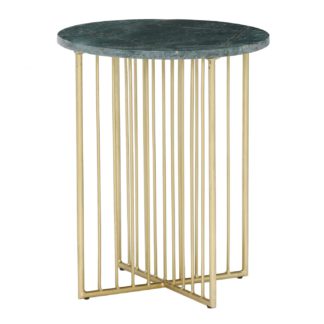 An Image of Lalit Side Table, Green Marble With Brass Leg