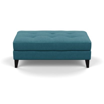 An Image of Heal's Mistral Footstool Brushed Cotton Cobalt Black Feet