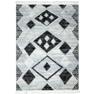 An Image of Ayran Rug, Grey and Black