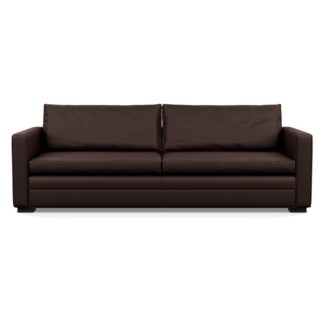 An Image of Heal's Palermo 5 Seater Sofa Leather Grain Chocolate 066 Black Feet