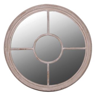 An Image of Round Taupe Mirror, Taupe