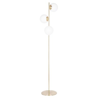 An Image of Orb Floor Lamp, White and Brushed Brass