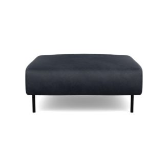 An Image of Heal's Luna Ottoman Luxury Leather Anthracite Black Feet