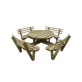 An Image of Forest Circular Picnic Table with Seat Backs