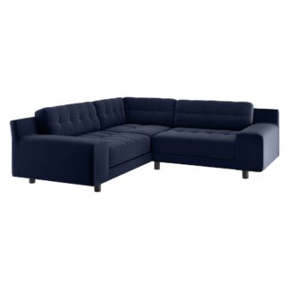 An Image of Habitat Hendricks Right Corner Velvet Chaise - Navy Blue