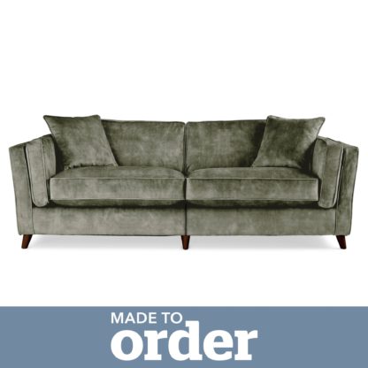 An Image of Arabella 4 Seater Sofa Slub Velvet Green