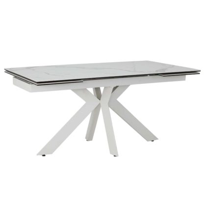 An Image of Salerno Extending Dining Table, Matte Staturio and White