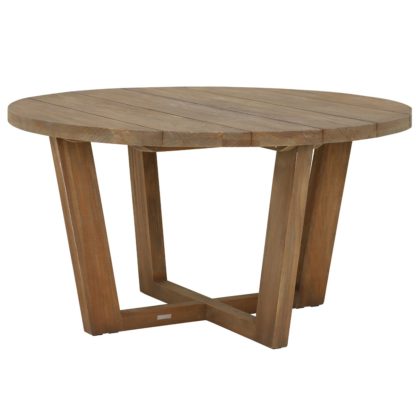 An Image of Rhodes Round Garden Dining Table, Old Grey
