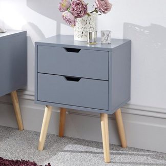 An Image of Nyborg Wooden Bedside Cabinet In Dark Grey With 2 Drawers