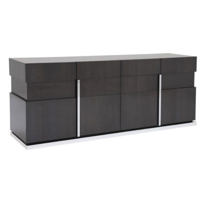 An Image of Borgia 4 Door Koto Wood Sideboard, Grey Highgloss