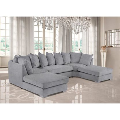 An Image of Boise U-Shape Plush Velvet Corner Sofa In Grey