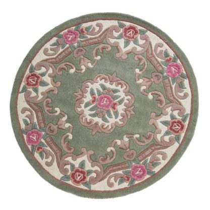 6bd684f4a795fa5c629ff8619c7a966f933bf717ea6e6ced08870ab8f91625f0.jpg An Image of Lotus Premium Aubusson Circle Rug Blue