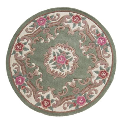 An Image of Lotus Premium Aubusson Circle Rug Blue